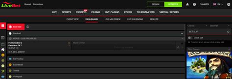 livebet score login